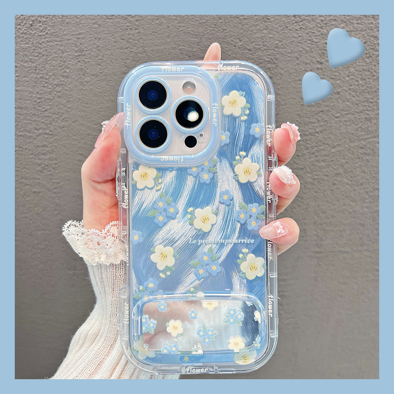 ins风花朵碎花适用oppofindx8pro手机壳fondx7ultra立体gt6镜子neo5se支架k12x镜面k11x羽纱v20软v15/gt2/x6