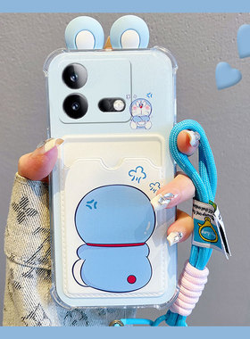 可爱哆啦A梦适用vivoiqooneo9pro手机壳iqoneo8se卡套neo7竞速版5s活力版6se卡包z1插卡855硅胶爱酷vivo立体