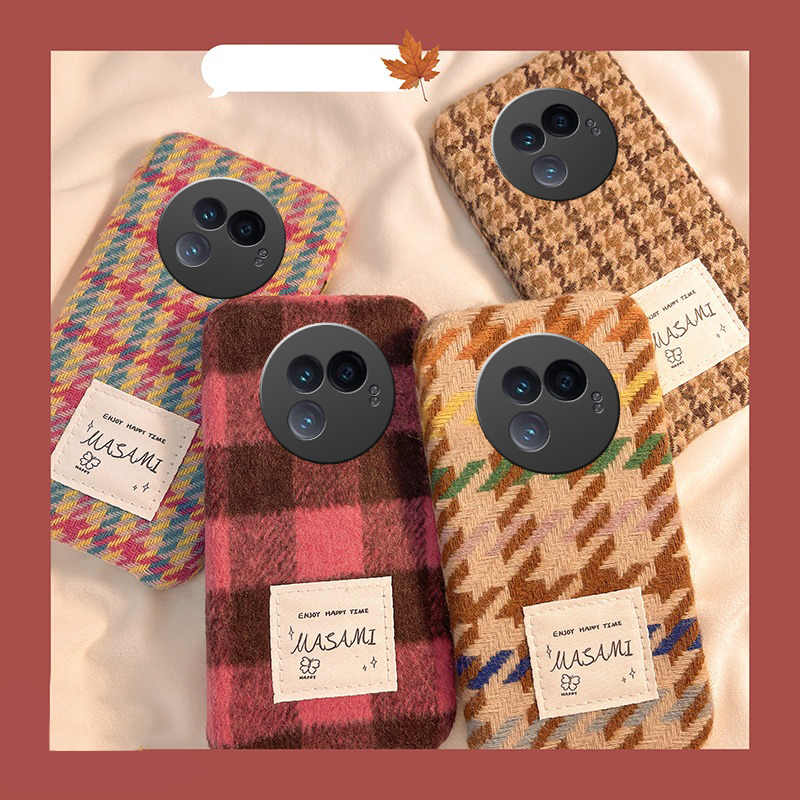 复古格子适用vivoxfold3pro手机壳xfold2格纹xflip日韩vivo简约vovo折叠屏毛毛vivi秋冬季+十硬壳毛绒绒毛毛