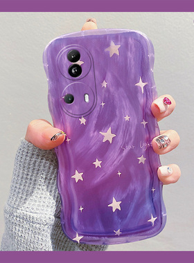 紫色渐变星星适用opporeno11pro手机壳reno10+十9高级感8羽纱7se韩系6硅胶5k软壳4se小众3个性ace2创意oppo2z