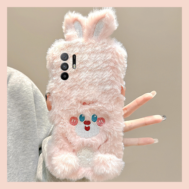 粉色呆萌兔子适用oppoa3pro手机壳a2x立体a1耳朵a97秋冬a96毛绒a95a93a91a72a58a57a52a32a11a9a31a8a5卡通软