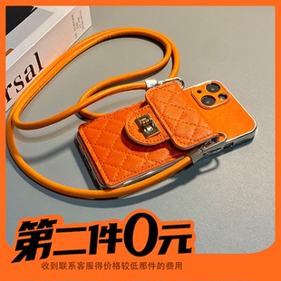 韩系菱格卡包适用苹果17promax手机壳华为pura80荣耀500pro小米17立体vivos50斜挎opporeno15可背带x300日韩p