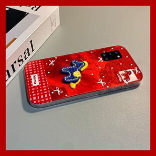 a53 galaxy f52 a8s 2026棋盘格刺绣小马适用三星a90手机壳a80立体a70s红色a50新年a30卡通a20马年a10喜庆a52