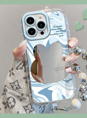 镂空蓝色适用opporeno11手机壳reno10pro镜面reon9por镜子8高级感7se小众6+硅胶5k软壳4韩系3元气版oppo个性