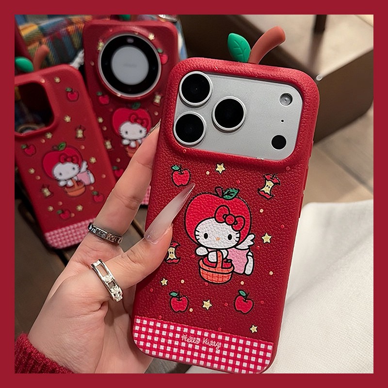 手机壳仿皮皮纹红色2026马年卡通