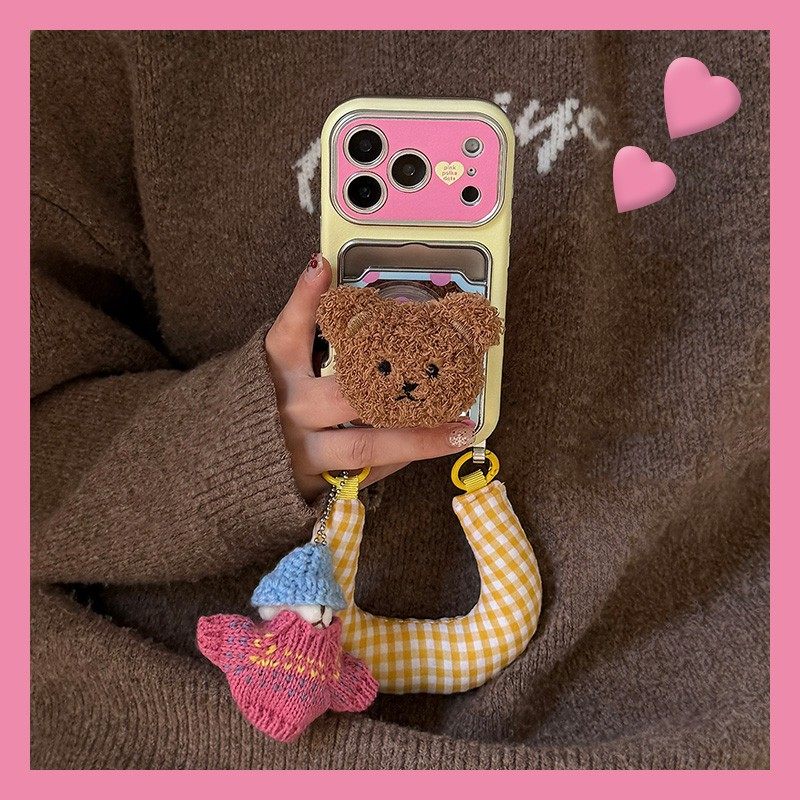 波点毛绒小熊适用苹果17promax手机壳华为pura80荣耀x60i小米17promax支架vivos30挂件opporeno14手腕带卡包p,3C数码配件,手机保护套/壳,淘宝优惠券,粉丝福利购,淘宝优惠卷