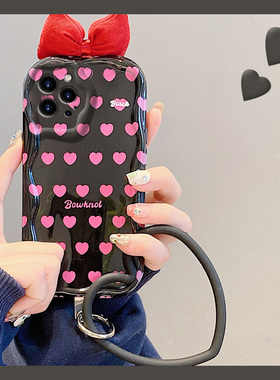 爱心蝴蝶结适用苹果iphone15promax手机壳14plus秋冬季13mini迷你12日韩ultra波浪纹pm硅胶ipone软壳por立体