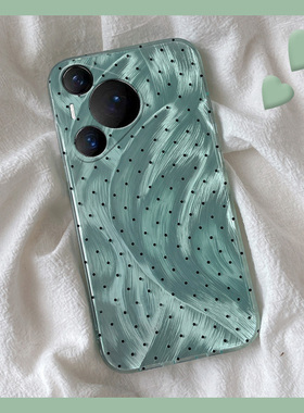 羽纱绿色波点适用华为pura70ultra手机壳p60art高级感p50e简约p40por+十p30新款p20硅胶p10plus软壳p9小众p7o