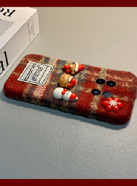 圣诞雪人小熊适用vivoxfold3pro手机壳xfold2红色xflip格子vivo秋冬季vovo折叠屏毛茸茸vivi毛绒+十绒布硬壳