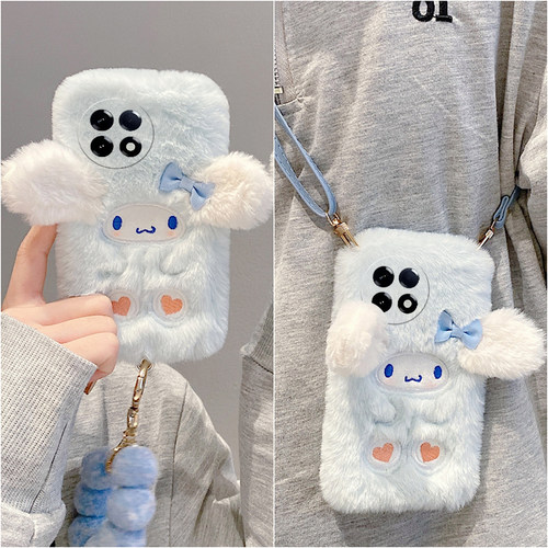 可爱玉桂狗适用小米红米k80手机壳k80e立体k70pro斜挎k70s可背k70至尊版卡通por硅胶redmi毛绒绒全包防摔斜跨