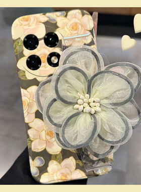 油画花朵适用oppo一加Ace3手机壳oneplus12立体2pro纱花2v腕带11小清新9rt高级感10硅胶8t新款7tpro简约1+女p