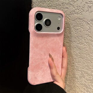 水墨晕染粉色牛仔纹适用vivoy500手机壳y300pro+复古y200gt简约y100i磨砂y50m/y77e/y97/y93s/y91/y85/y81s软