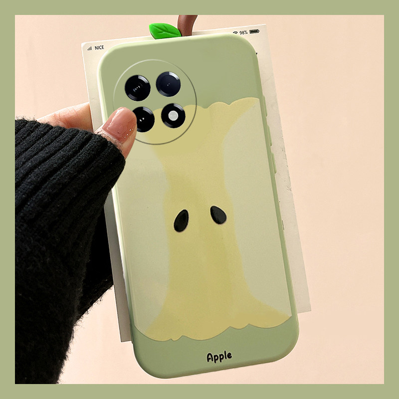 ins风苹果表情适用小米红米k80手机壳k70pro立体k70s水果k60至尊版k50电竞版k40创意k30i液态k20硅胶k12c绿色