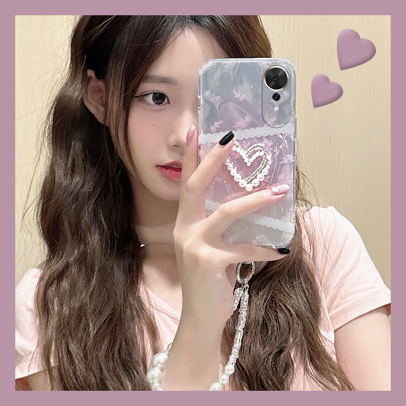 渐变碎花蕾丝适用华为荣耀畅玩70plus手机壳play10c爱心七十立体honor珍珠huawei硅胶小众个性创意网红新款软