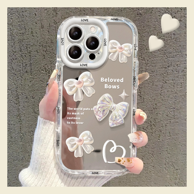 奶油镜面镜子超仙蝴蝶结ins手机壳