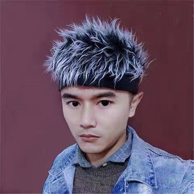 假发帽子男一体时尚夏天戴的短发全头套男式街头嘻哈男士头顶流氓