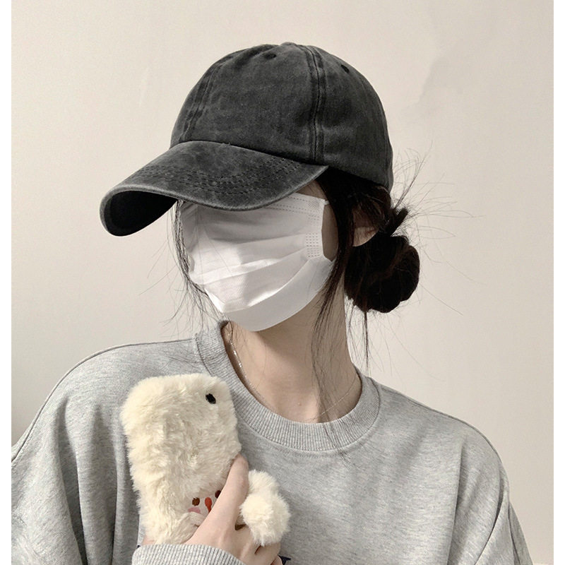 水洗牛仔棒球帽女加大加深显脸小鸭舌帽女款帽子男士纯色时尚潮流