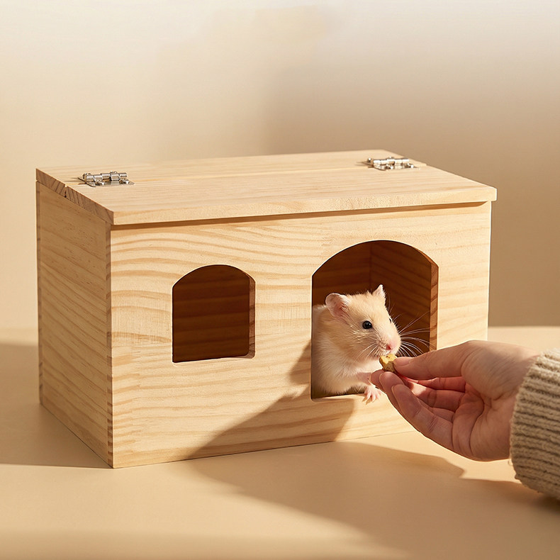 实木仓鼠躲避屋房子金丝熊荷兰猪窝窝睡房造景用品翻盖木质小房子