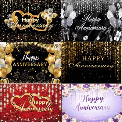 HAPPY ANNIVERSARY 周年庆主题派对背景布金婚银婚结婚周年纪念日