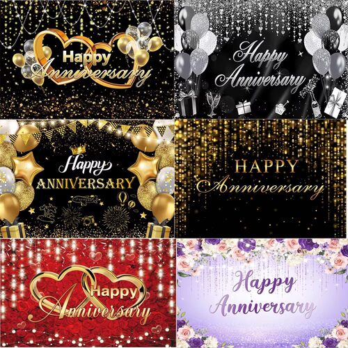 HAPPY ANNIVERSARY 周年庆主题派对背景布金婚银婚结婚周年纪念日
