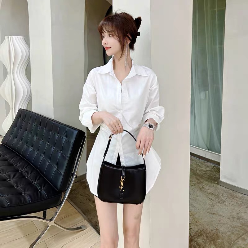 卡卡女装官方旗舰正品韩版蚂蚁腰收褶衬衫百搭白色衬衣显瘦中长款