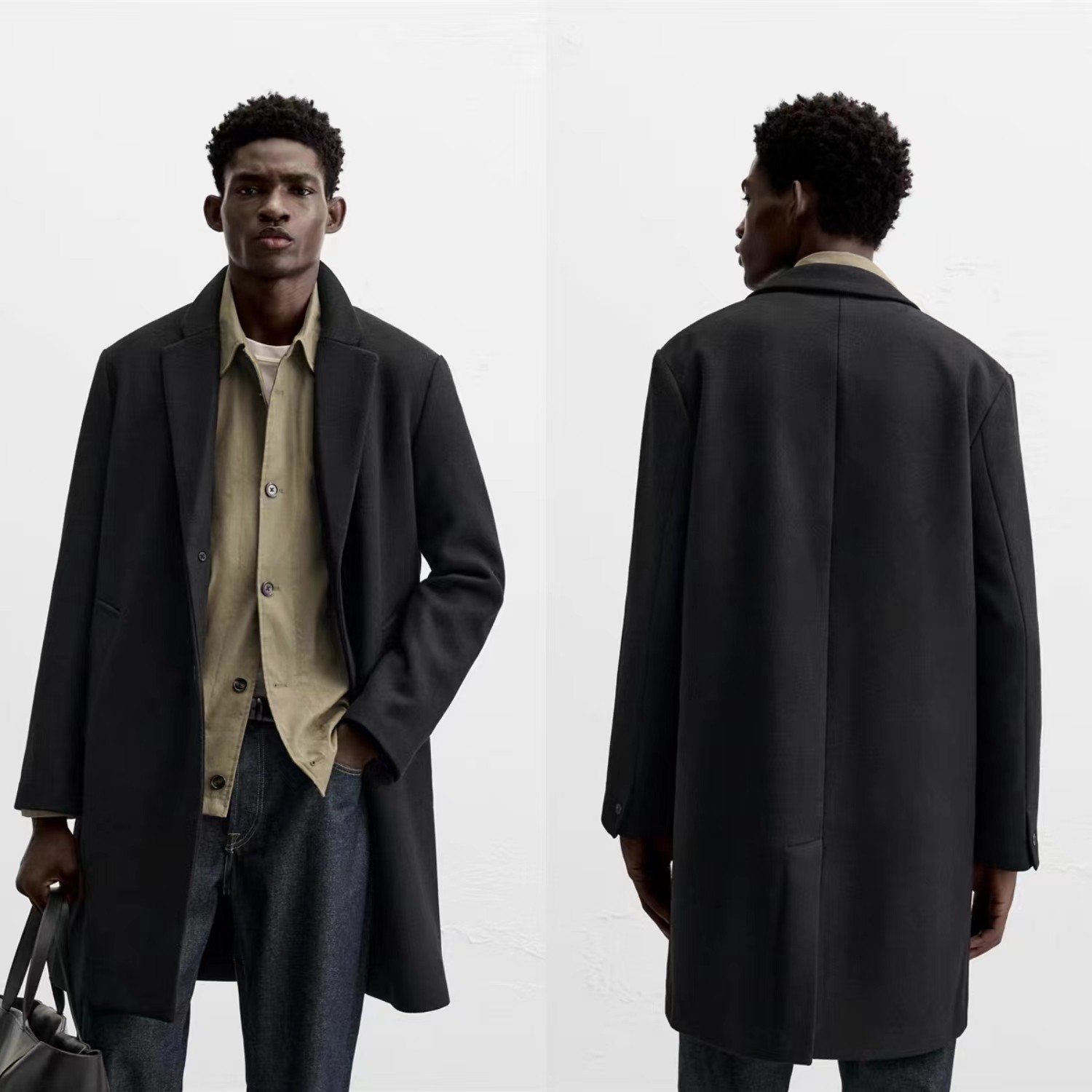 2024 Fall and winter New Men's Clothing Mid Length Long Length Wool Blended Lapel Long sleeves Coat Outwear 5070290