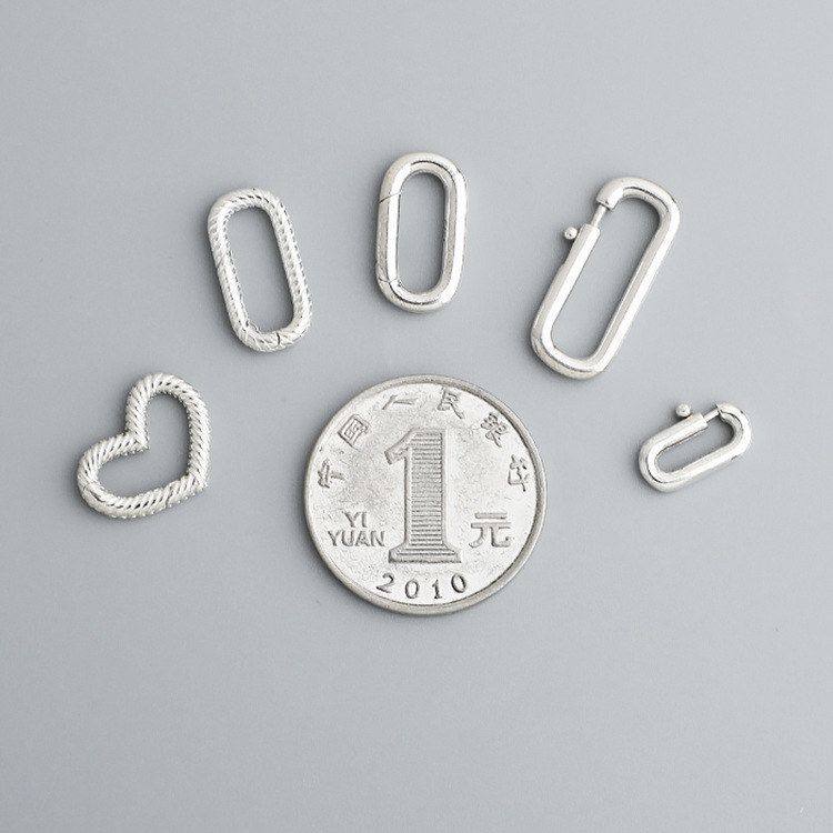 方形扣手链机械螺纹弹簧扣光面项链s925纯银心形配件扣连接DIY,饰品/流行首饰/时尚饰品新,其他DIY饰品配件,淘宝优惠券,粉丝福利购,淘宝优惠卷