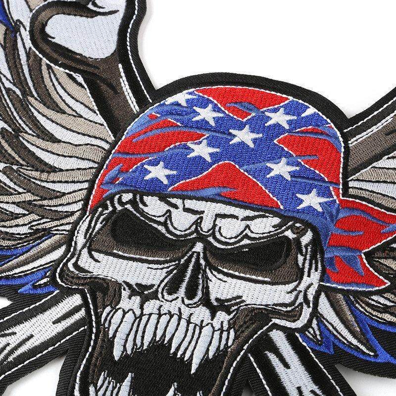 骷髅朋克草莓布贴绣花现货鬼头补丁贴背胶绣花标风辅料机车电脑服