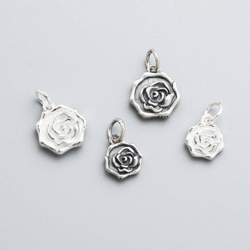饰品挂件串珠S925花朵纯银玫瑰花吊坠手链手工DIY项链配件编绳,饰品/流行首饰/时尚饰品新,其他DIY饰品配件,淘宝优惠券,粉丝福利购,淘宝优惠卷
