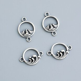 配件s925泰银配饰情侣编绳diy纯银挂件山盟海誓手链手工手牌水晶