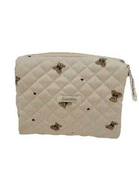 41012 复古小熊收纳三件套柔软大容量笔袋便携旅行化妆包收纳包