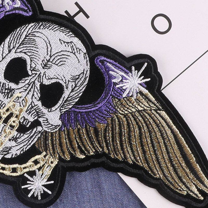 布贴标机车草莓辅料朋克绣花骷髅现货电脑风背胶补丁贴鬼头绣花服