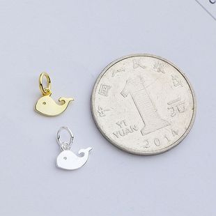 镀金饰品s925吊坠挂件海豚手链DIY可爱纯银项链精工珍珠串珠配件