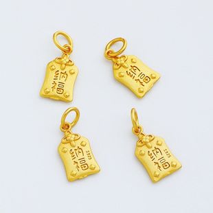 配件DIY串珠S925滴胶银项链牌电镀纳福金方吊坠福袋手链挂件印字