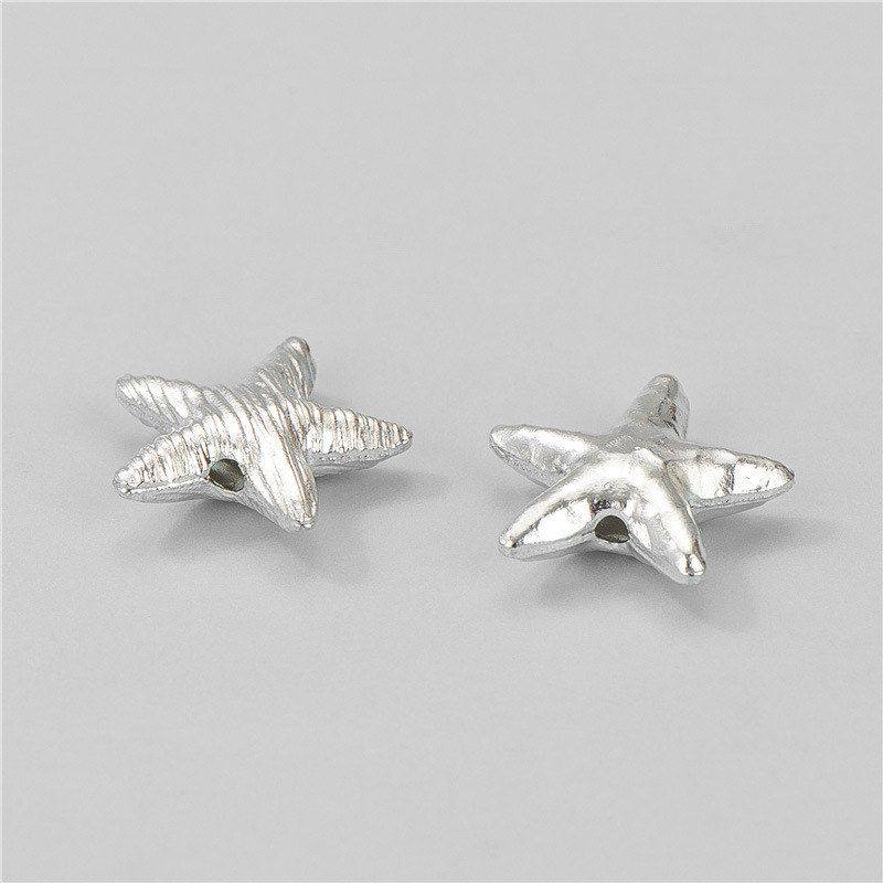 手链银串珠s925DIY海星敲面拉丝纯银手工配件项链隔珠五角星星星,饰品/流行首饰/时尚饰品新,其他DIY饰品配件,淘宝优惠券,粉丝福利购,淘宝优惠卷