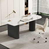 轻奢风现代岩板书桌学生家用写字台简约卧室书房网红小户型电脑桌