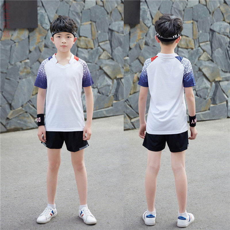 羽毛球服套装儿童吸汗速干透气运动短袖T恤小孩子男童女乒乓球衣