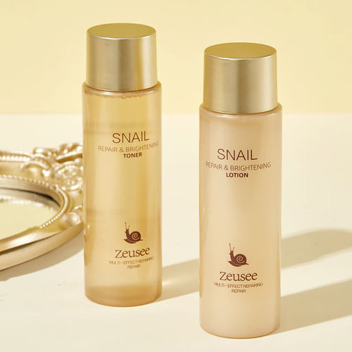 Zeusee蜗牛红参爽肤水乳液水乳套装盒装补水保湿滋润原液提亮肤色