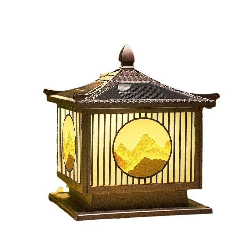 户外庭院灯 别墅大门柱子景观园林围墙新款感应高端太阳能柱头灯