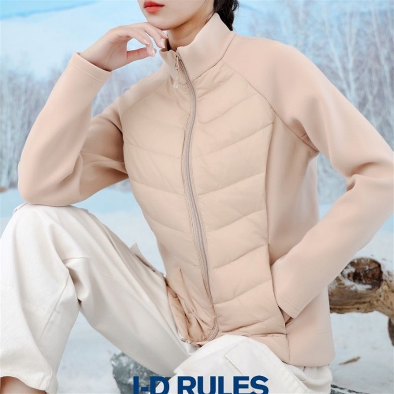 90白鸭绒轻薄羽绒服女2024新款秋冬季运动短款保暖拼接瑜伽服外套