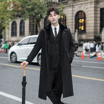 貂皮大衣男款真皮大衣中长款过膝加厚商务高端鹅绒羽绒服男士外套