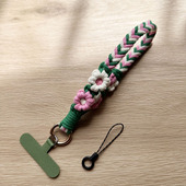 花朵手机挂绳棉绳编织文艺短款 钥匙U盘扣欧洲旅游防盗 手腕手提雏菊防丢手绳夹片垫片挂饰彩色壳绳子挂环女款