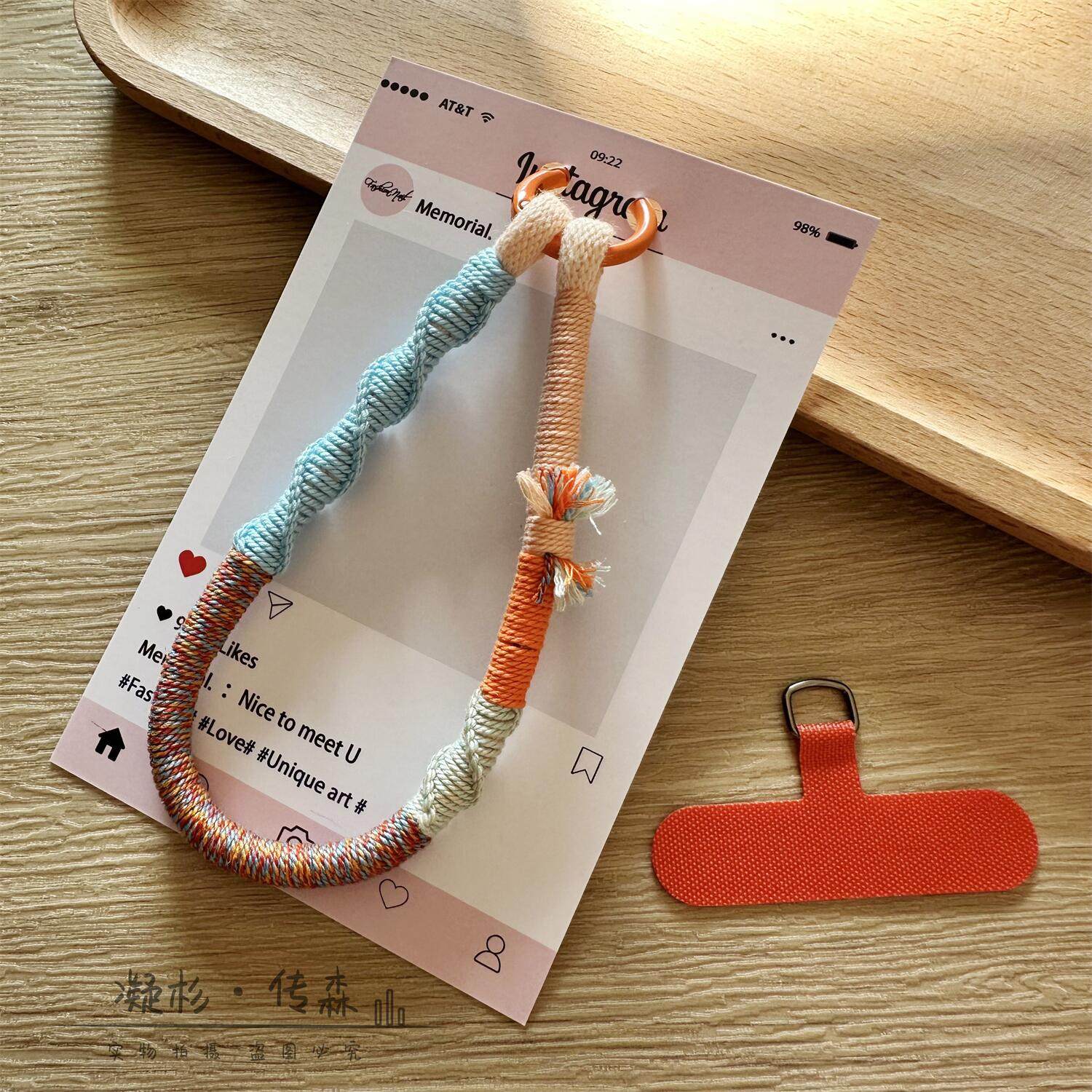 原创款复古风纯手工编织手机挂绳手腕挂链防丢防盗腕带绳短款结实垫片相机绳钥匙扣包挂高级感便携中国风创意,3C数码配件,手机挂件/手机链,淘宝优惠券,粉丝福利购,淘宝优惠卷