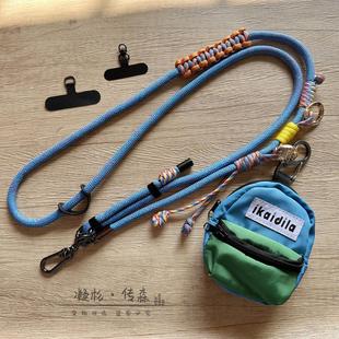 带小包多配件挂载双头扣编织线可调节斜跨侧背可背式加长挂脖挂肩吊绳带欧洲防盗垫片手机壳斜挎登山挂绳结实