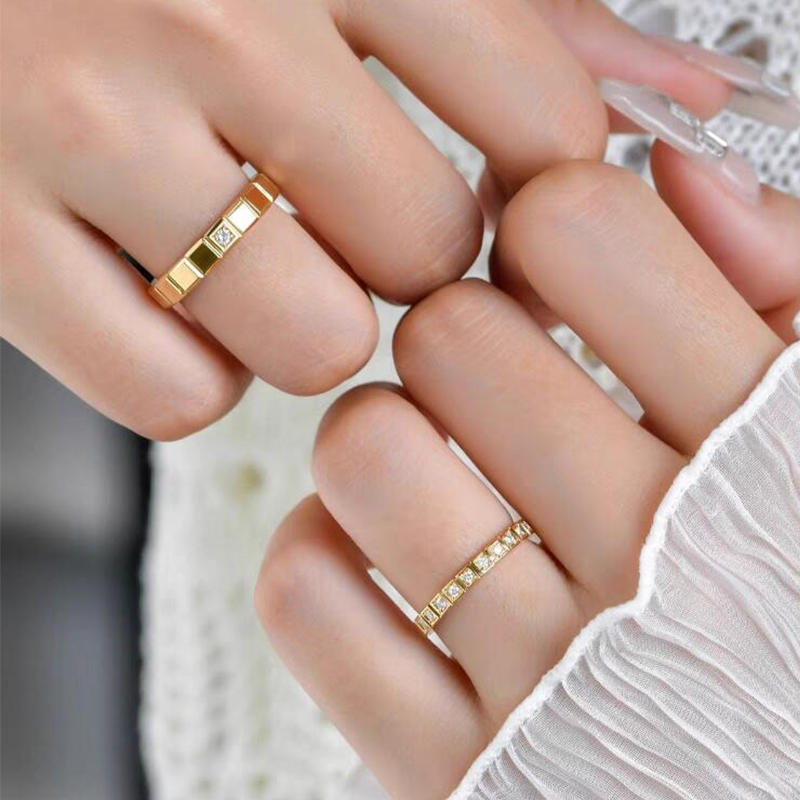小冰块戒指钻石18K玫瑰金白金黄金镶钻情侣结婚婚戒男女对戒送礼