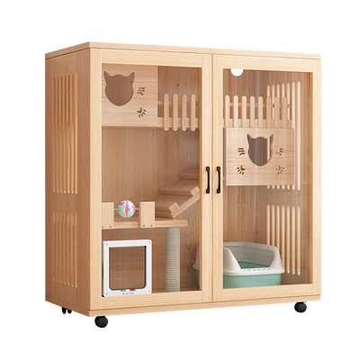 实木猫别墅家用室内豪华双层