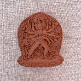 手工制作(10公分) 时轮金刚  陶土烧制擦擦 小佛像