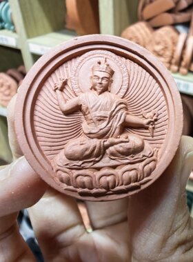 手工制作 第二世大宝法王噶玛拔希(护身擦擦)陶土烧制擦擦 小佛像