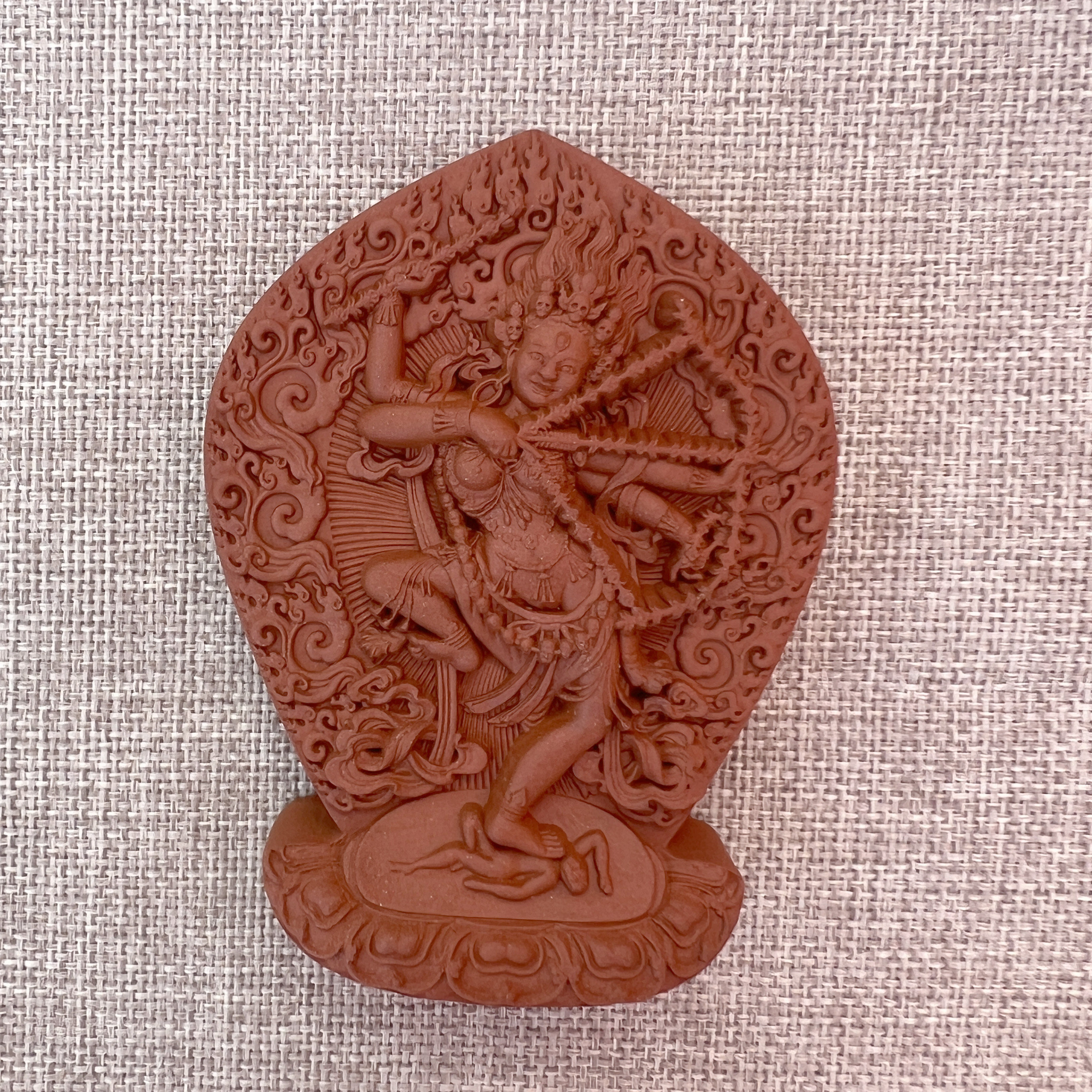 手工制作(10公分)  作明佛母  陶土烧制擦擦 小佛像