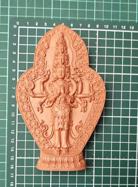 手工制作（16公分 ）十一面观音 陶土烧制擦擦  小佛像